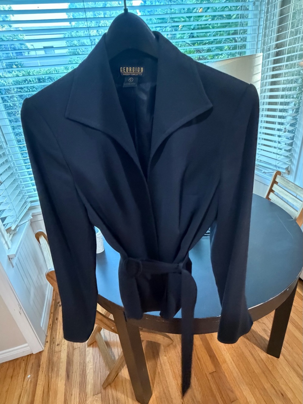 Georgiou Black Belted Women's Blazer Jacket